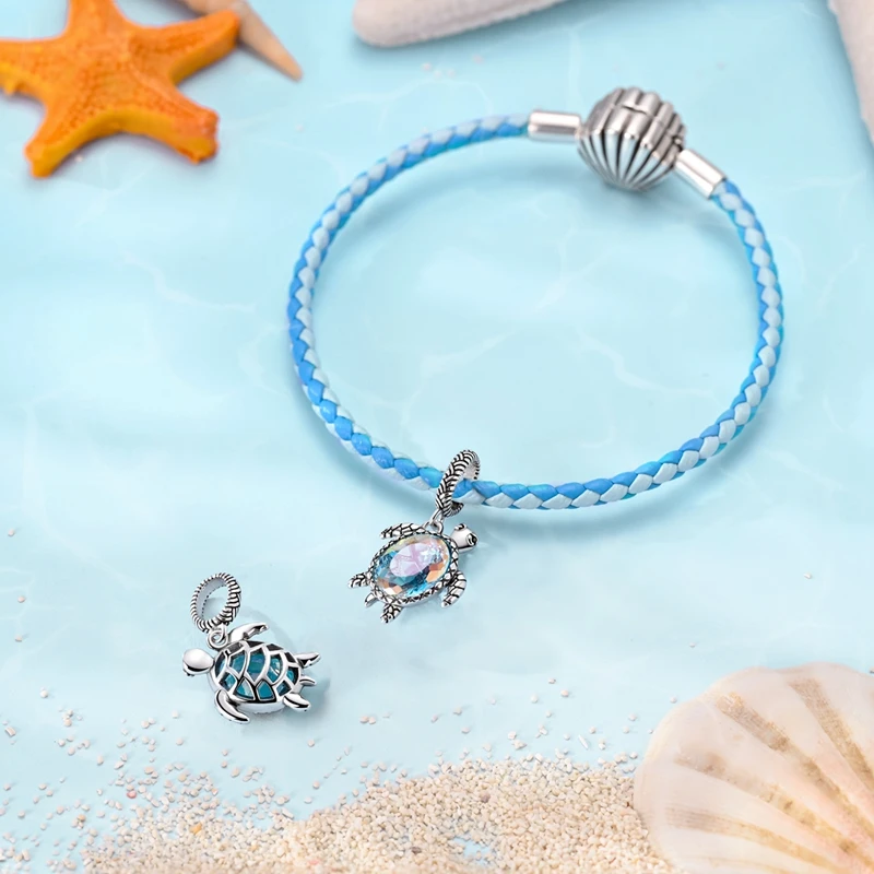 مولا 1 قطعة رائجة البيع 925 الفضة السلاحف البحرية سحر صالح الأصلي سوار DIY امرأة مجوهرات