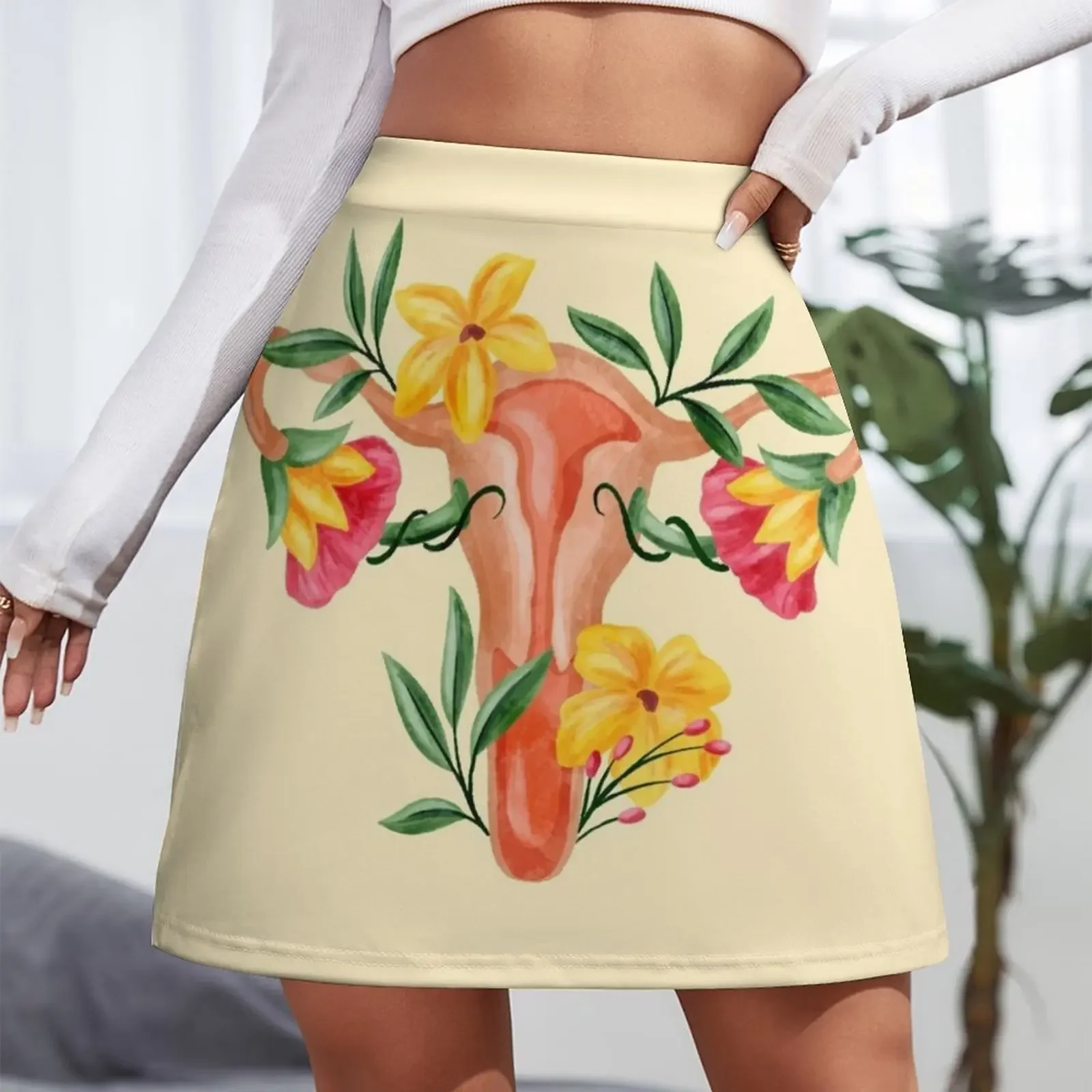 Floral Uterus and Ovaries Woman Reproductive System Mini Skirt dress luxury women skirts