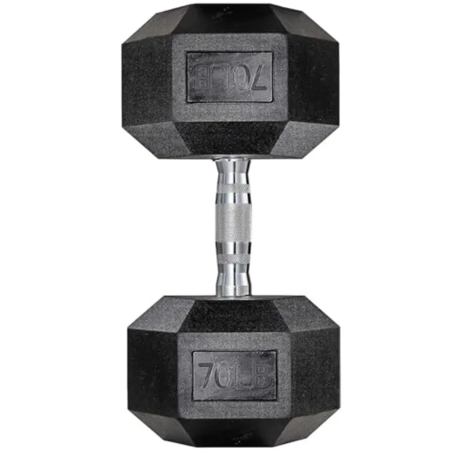 Single Dumbbell Rubber Coated Cast Iron Hex Black Dumbbell Free Weights 30-85lb