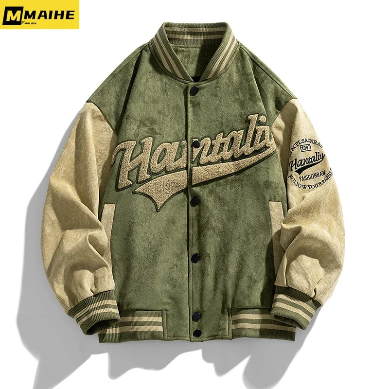 2023 Spring and autumn new jacket men's fashion brand embroidered American baseball jacket loose couple coat hip hop streetwear