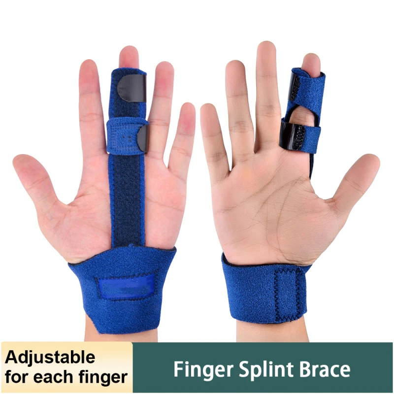 

Adjustable Finger Splint Support Brace with Aluminum Plate Finger Protection Sleeve for Sports Injuries Rehabilitation Recovery