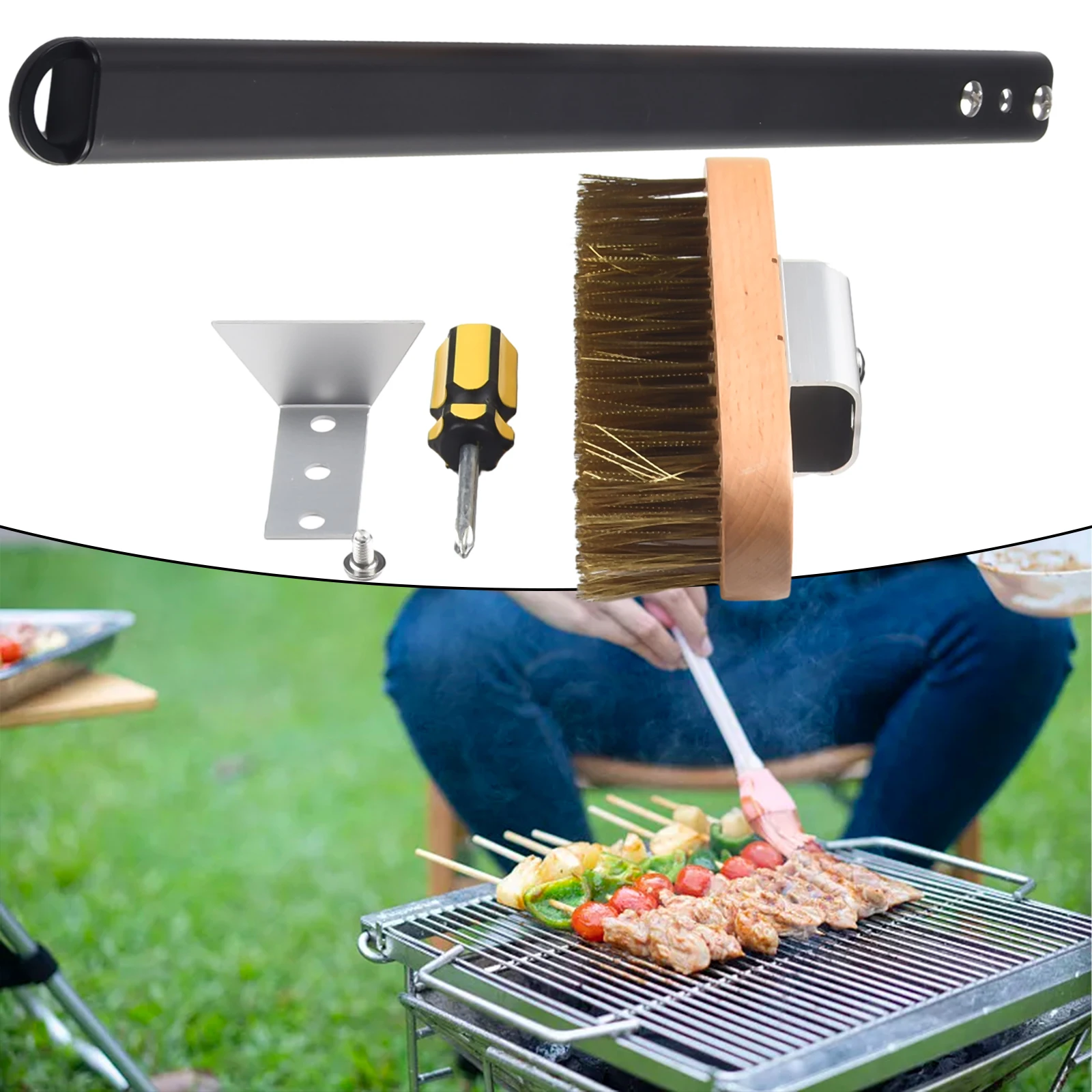 

Pizza Oven Brush With Scraper Brass Bristles Cleaning Brush Baking Grill Brass Cleaning Brush With Aluminium Short Long Handle