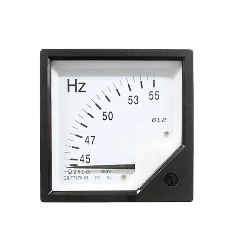 Automation 6L2-Hz AC Frequency Meter 45-55Hz 100V 220V 380V 6L2 Hertz Meter Voltmeter Square Pointer Voltage Meter 80*80mm