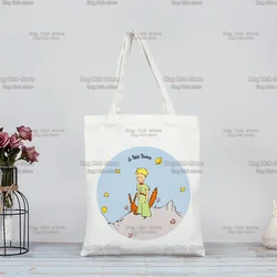 Little Prince Graphic Earth Space Harajuku Kawaii Shopping Bag Tote Handbag Eco Shopper Recycle Bag Torba wielokrotnego użytku Tote Custom