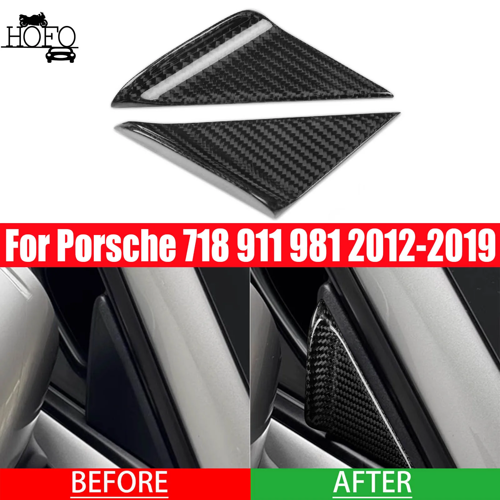 

For Porsche 718 911 981 2012-2019 Real Carbon Fiber Front Triangle Window A Pillar Trim Decoration