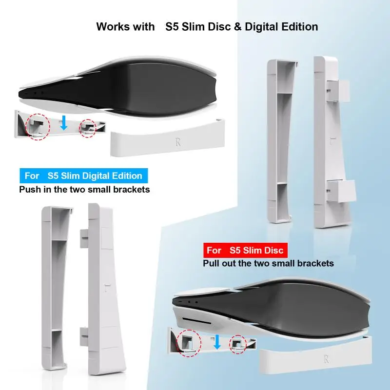 

Горизонтальный кронштейн для консоли PS5, 1 шт., базовый держатель, совместимый с базой PS5 Slim/PS5 Pro — подставка для игровой консоли