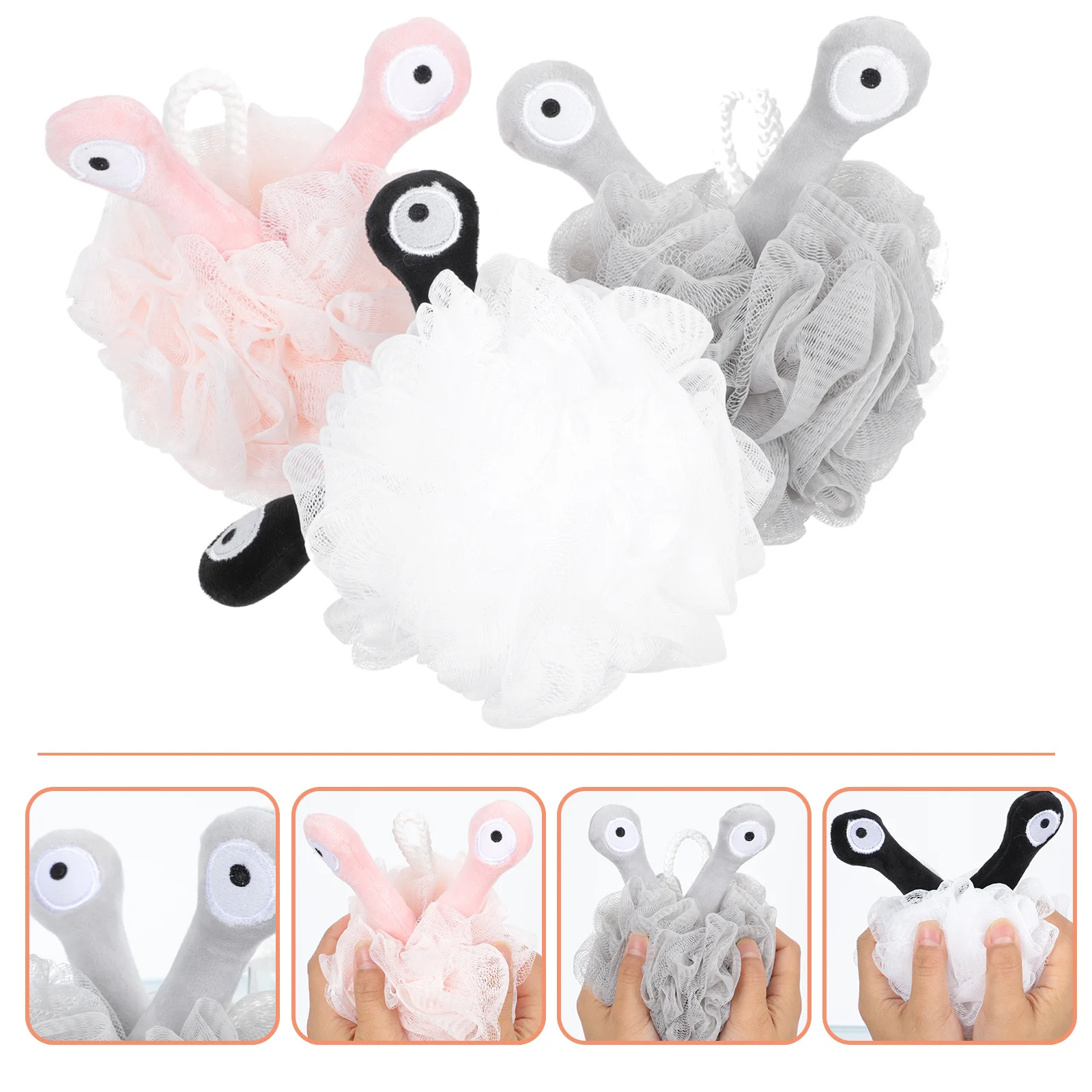 

3pcs Bath Ball Bath Flowers Body Scrub Cleaning Supplies Practical Bubble Making Net Back Scrubber Bathroom Accessories Shower