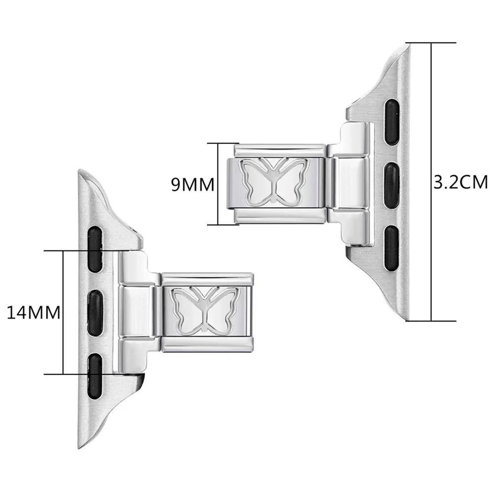 Einfache Strap Connector Schmetterling Stern Schmuck Smart Watch Adapter Fit 38/40/41mm Edelstahl Italienische DIY armbänder Geschenke – Detail 1