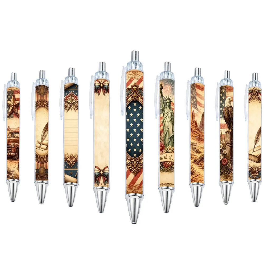 11Pcs Retro Independence Day Themed Gel Pens with Random Designs