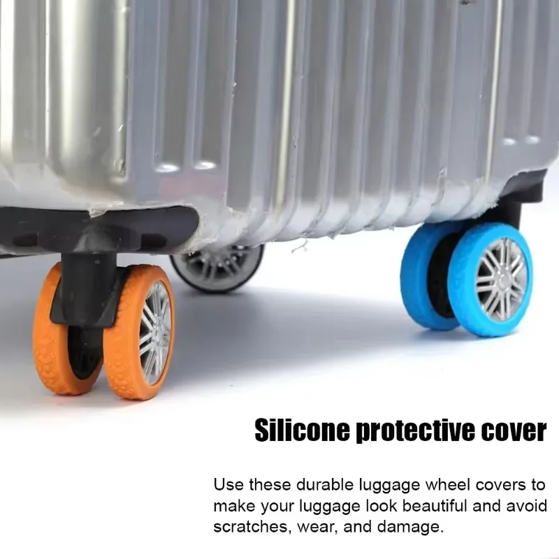 1-24PCS Multiple Colors Luggage Wheels Protector Silicone Wheels Caster Shoes Travel Luggage Suitcase Reduce Noise Wheels Cover