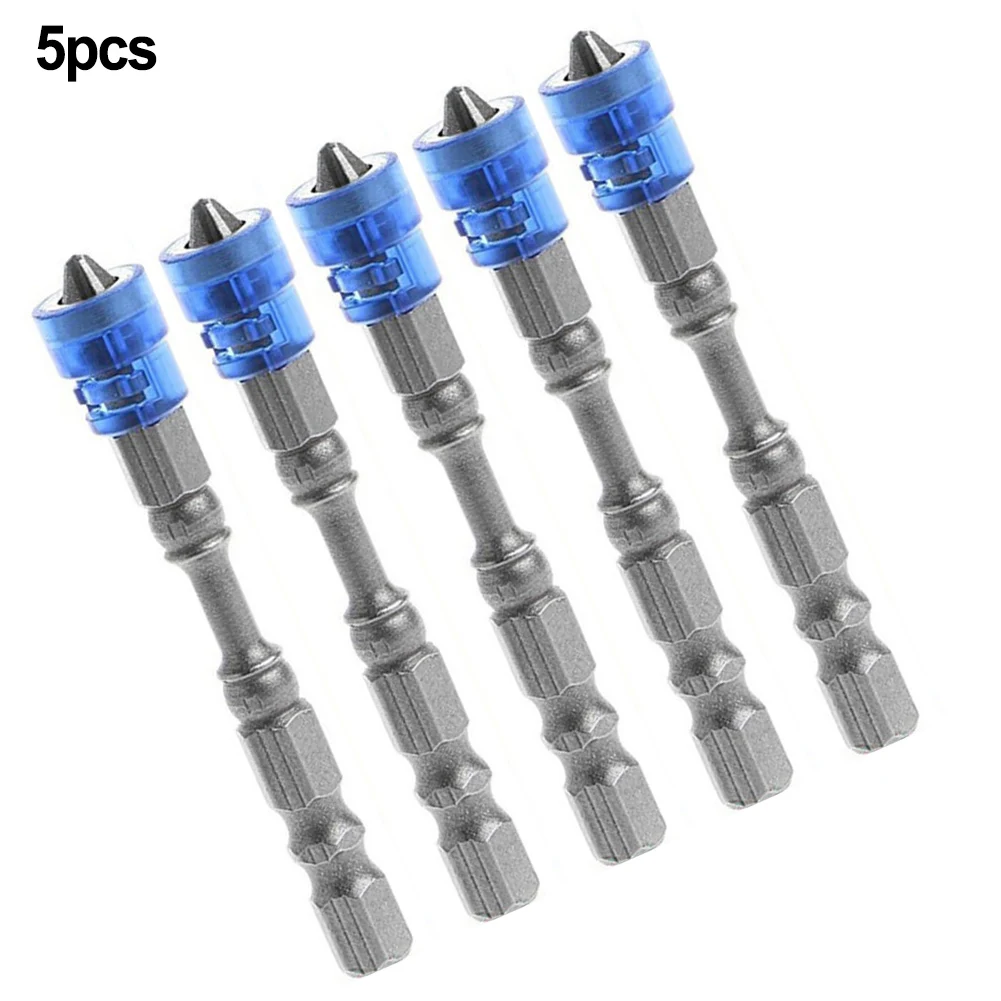 5Pcs Magnetic Screwdriver Bit Drill Kit 65mm Length Blue Cross-Head PH2 Magnetic Screwdriver Bits Nutdrivers Hand Tool Parts