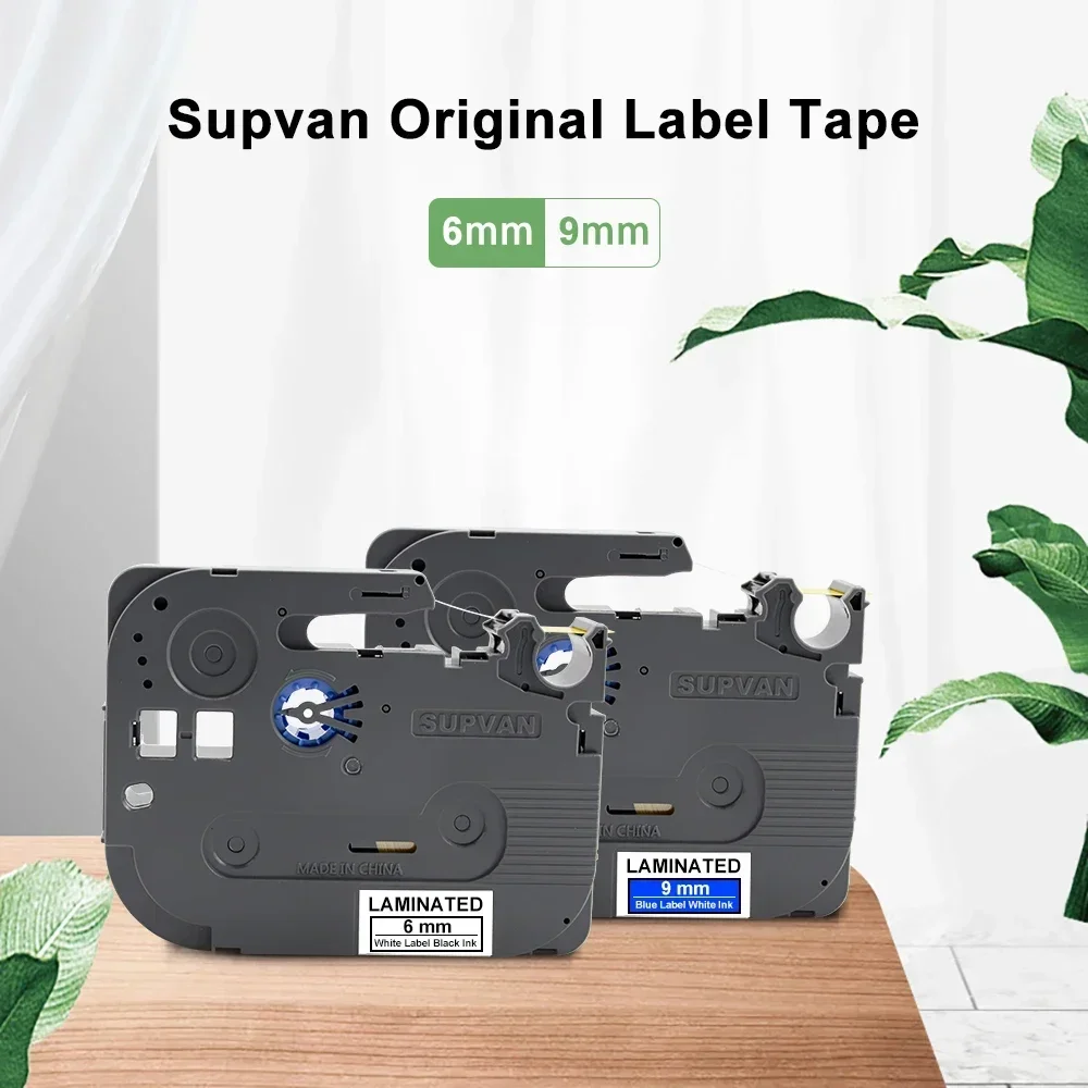 3PK Supvan Laminated Label Tape Compatible for SUPVAN LP Serie Label Printer Multicolors Label Cartridge Ribbons with Chip 6/9mm