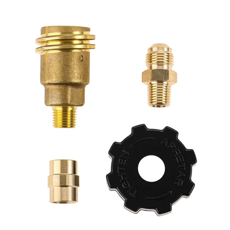 3 Pack QCC1 Nut Propane Tank Cylinder Adapter, Brass 1/4 Inch NPT Male, 3/8 Inch Flare x 1/4 Inch Male Pipe Fitting