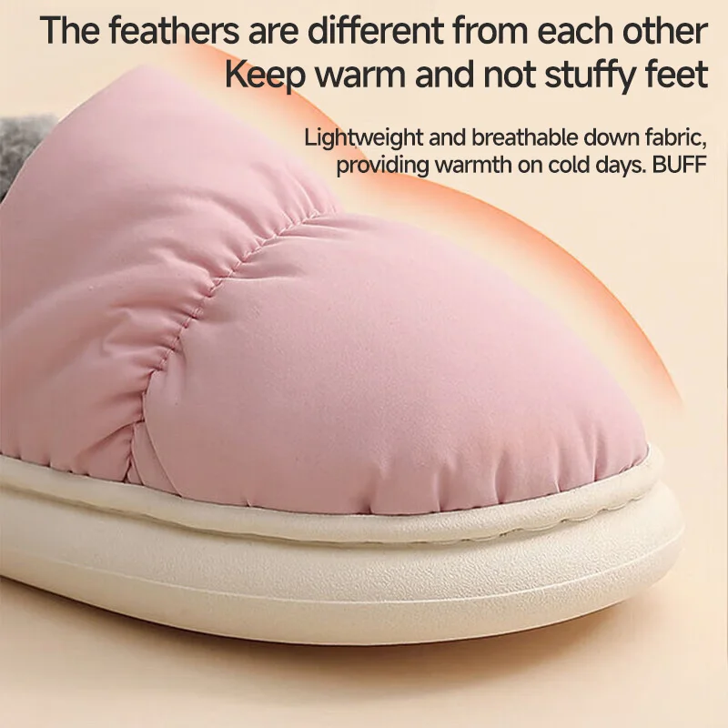 Women\'s Slippers Cotton Slippers Couple Style Thick Bottom Non-slip Down Cloth Waterproof High Top Indoor Home