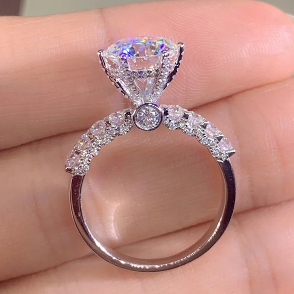 Luxury Temperament Brilliant Star Micro Inlay Zircons Crystal Ring for Women High Quality Bride Wedding Engagement Jewelry Gifts