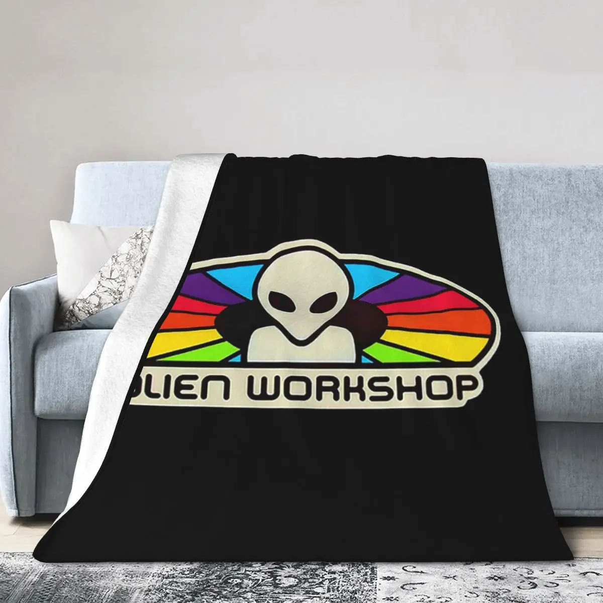 Popular Alien Workshop Colorful Logo Essential Blanket Soft Warm Flannel Throw Blanket Bedspread for Picnic Travel Home Couch