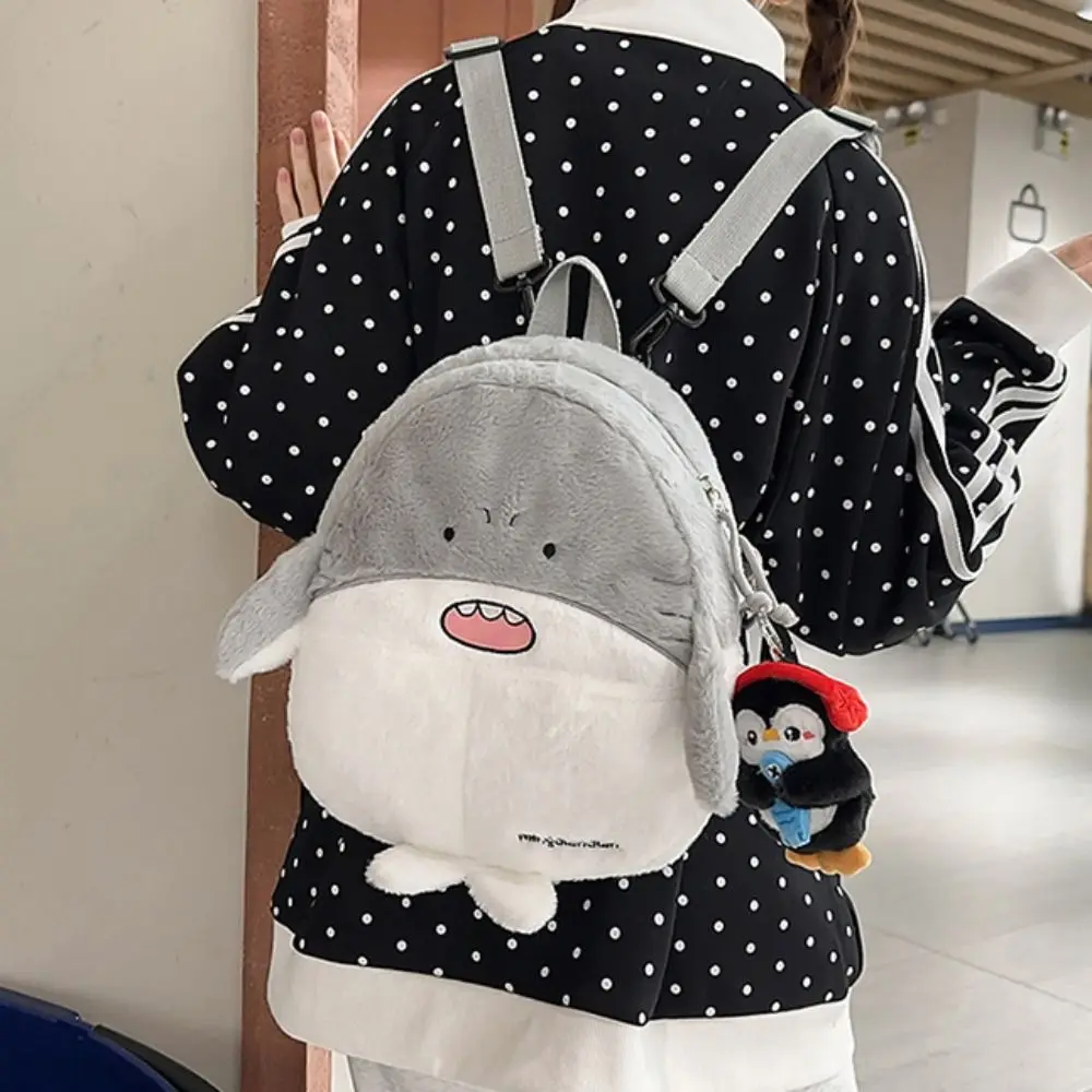 Travel Kawaii Penguin Plush Crossbody Bag Shark Realistic Look Soft Seal Backpack Adorable Fluffy Animal Shoulder Bag Outdoor