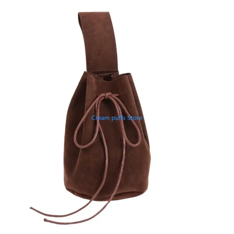 50LE Medieval Leather Portable Drawstring Purse Medieval Belt Renaissances Belt Dices Bag for Men Womens