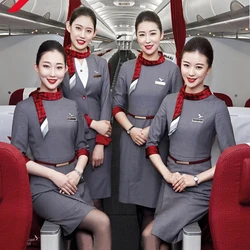 Korea Turkey Airlines Flight Attendant Uniform Full Sleeve 3/4 Sleeve Women's Work Dress Stewardess Professional Beautician Wear