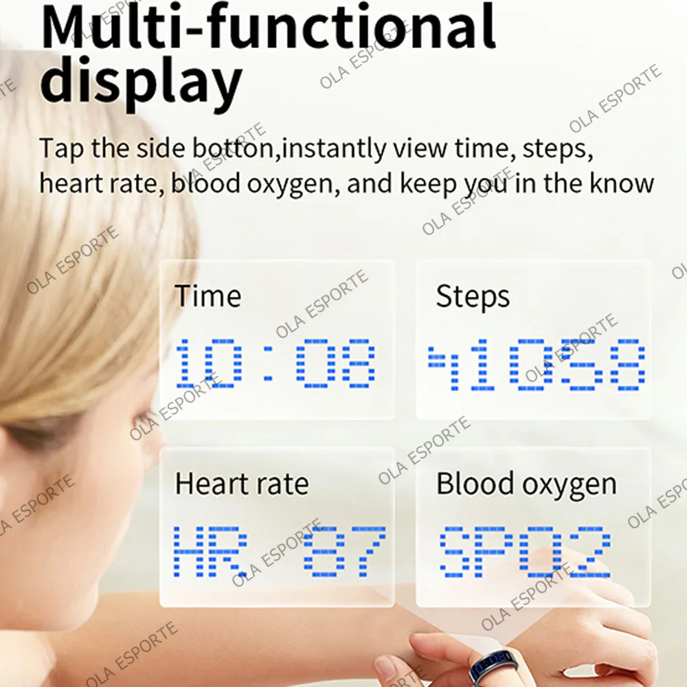 New Bluetooth Smart Ring LED Display Screen Multiple Sports Modes Pedometer Fitness Rings Sleep Health Monitoring For Men Women