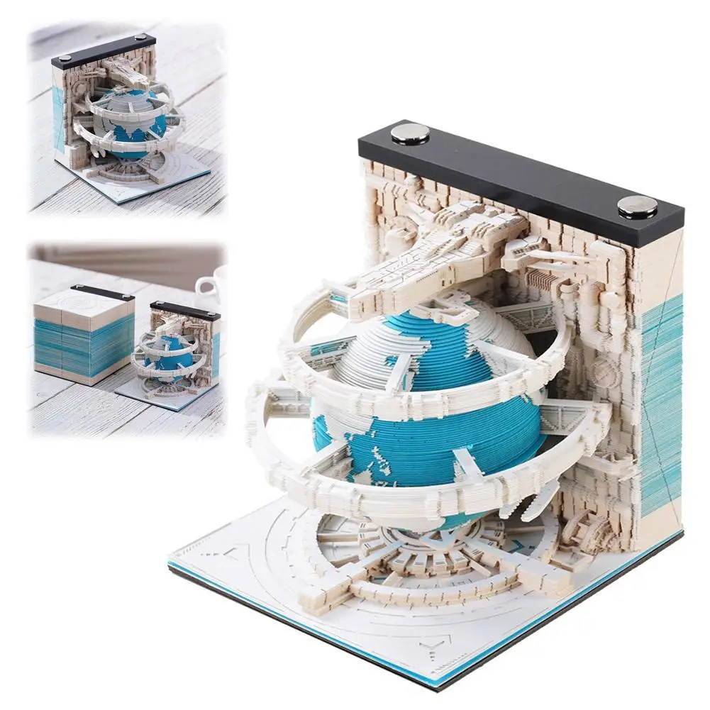 

3D Memo Pad Paper Carving Notes Calendar Memo Pad with LED Light Tear-Away Paper Memo Pad Note Cards Birthday Gift Kids