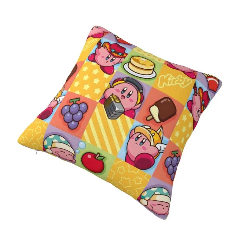 Custom Fashion Kirbys Video Game Cushion Cover 40x40cm Velvet Cartoom Anime Throw Pillow Case for Sofa Car Square Pillowcase view 2