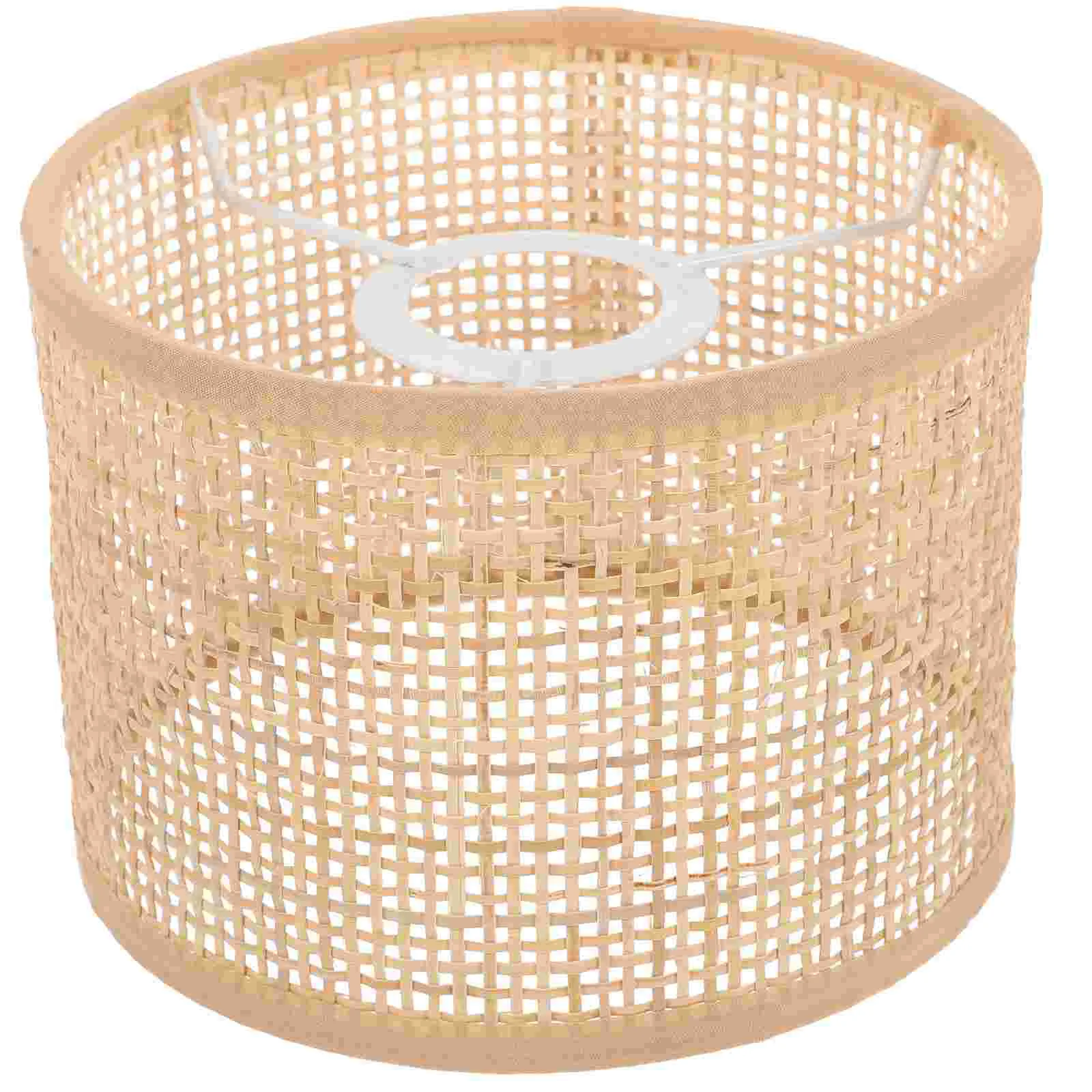 

Woven Lampshade Bedside Table Decor Drum Wicker Pendant Light Unique Adornment DIY Rattan Weaving Craft Spider Child