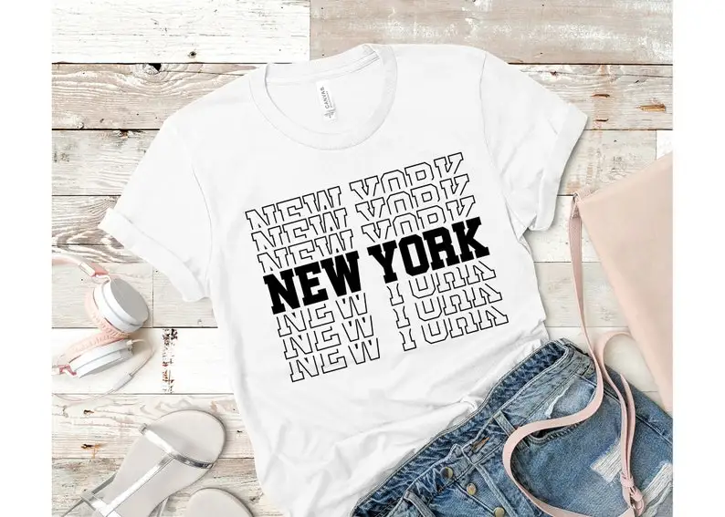 New York Shirt East Coast funny letters T-Shirts cotton crewneck short sleeve cute fashion top tees for women Ladies plus size