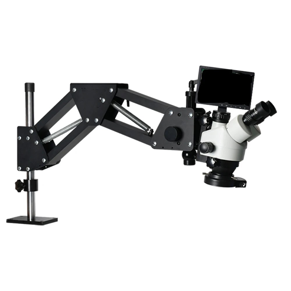 

10inch 7X-45X Zoom Stereo Trinocular Microscope Digital Jewelry Digital Microscopes With Spring Bracket