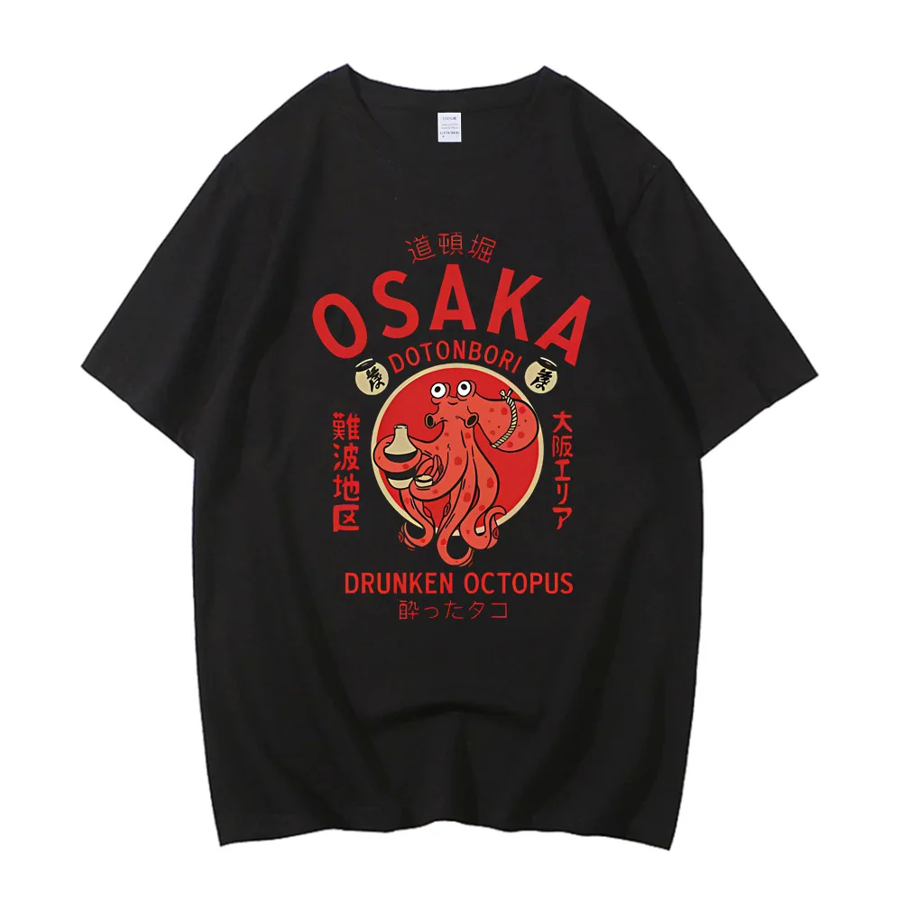 Japanese Style Osaka Dotonbori Drunken Octopus Graphic T Shirts Men Women High Quality Cotton Vintage Short Sleeve Tees