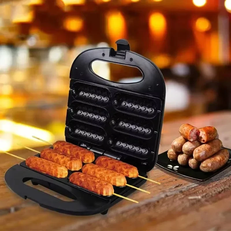 Stainless Steel Sticks Corn Dogs Ausage Machine Hotdog Maker Stem Waffle Maker Non-stick Coating Hot Dog Making Machine 750W