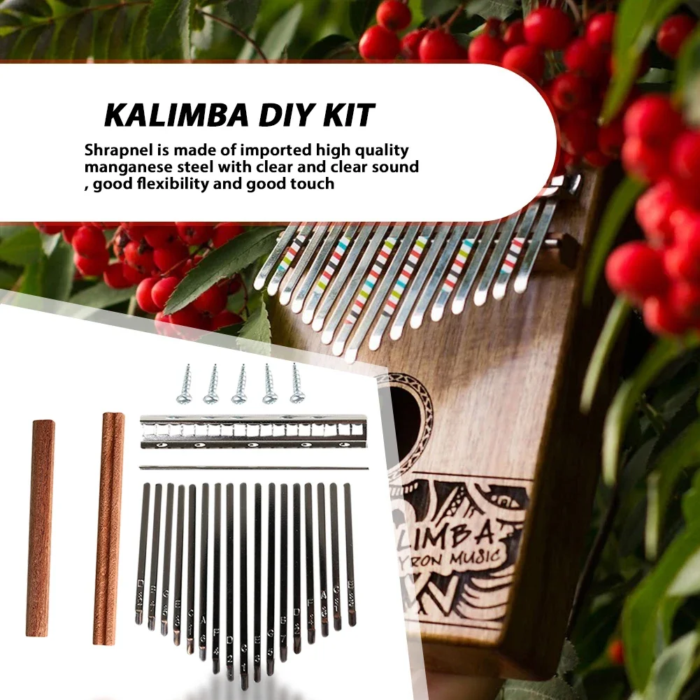 DIY 17 Tone Kalimba Keys Tines Set Mbira Thumb Piano Rosewood Bridge Replacement Parts Homemade Musical Instruments Accessories