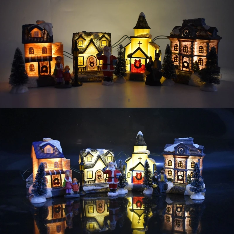 Christmas Ornament with LED Light Christmas Village Houses Christmas Home Decor