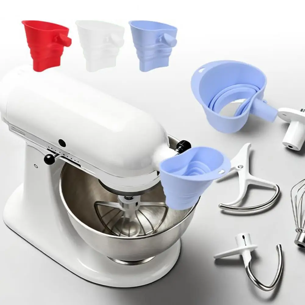 12cm Flour Funnel For Stand Mixer Mixing Bowl Funnel Attachment 30 Degrees Tilted Spout Leak-Proof Kitchen Silicone Baking Tool