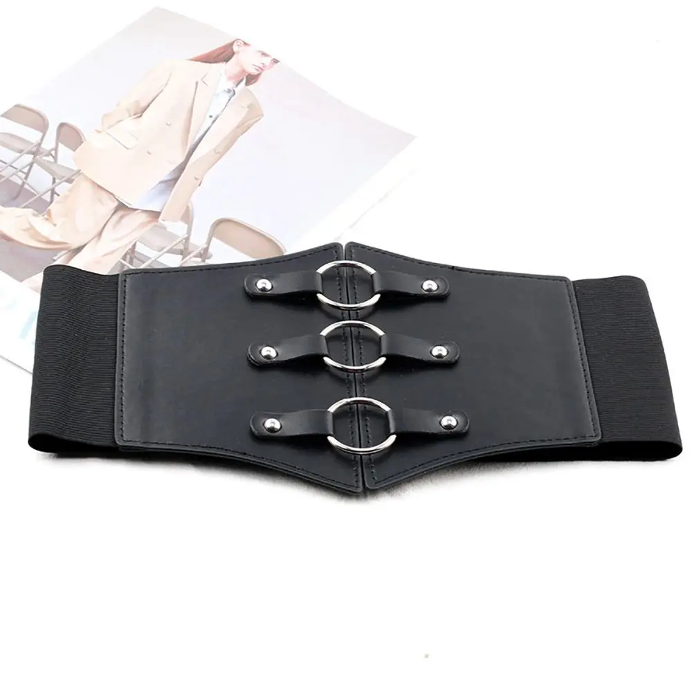 

All-match Corset Slimming Body Metal Buckle Wide Waistband Skirt Decorations PU Leather Cummerbund Elastic Waist Strap