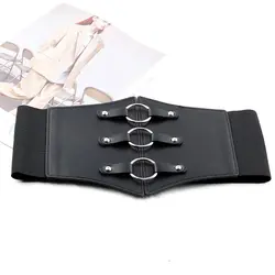 All-match Corset Slimming Body Metal Buckle Wide Waistband Skirt Decorations PU Leather Cummerbund Elastic Waist Strap