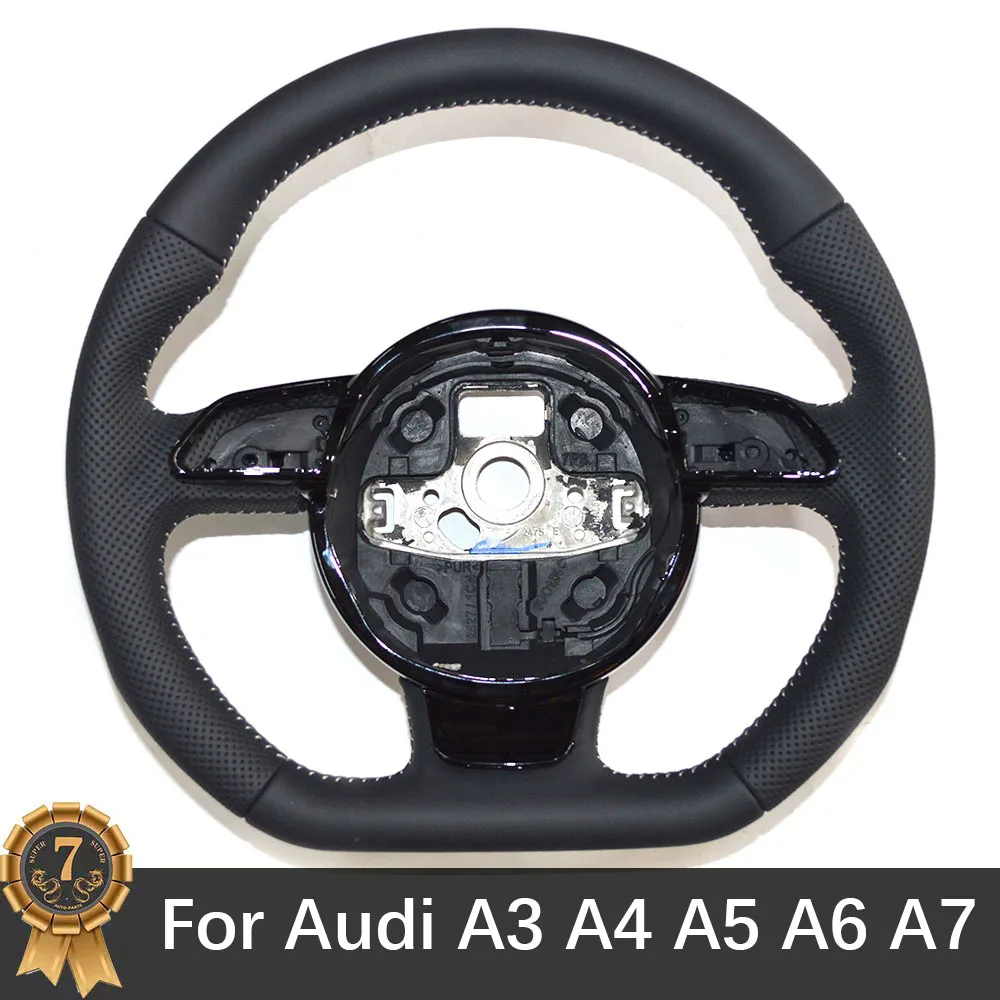 For Audi A3 A4 A5 A6 A7 Q3 Q5 Q7 Fully Perforated Steering Wheel Flat Bottom Steering Wheel Campaign Assembly