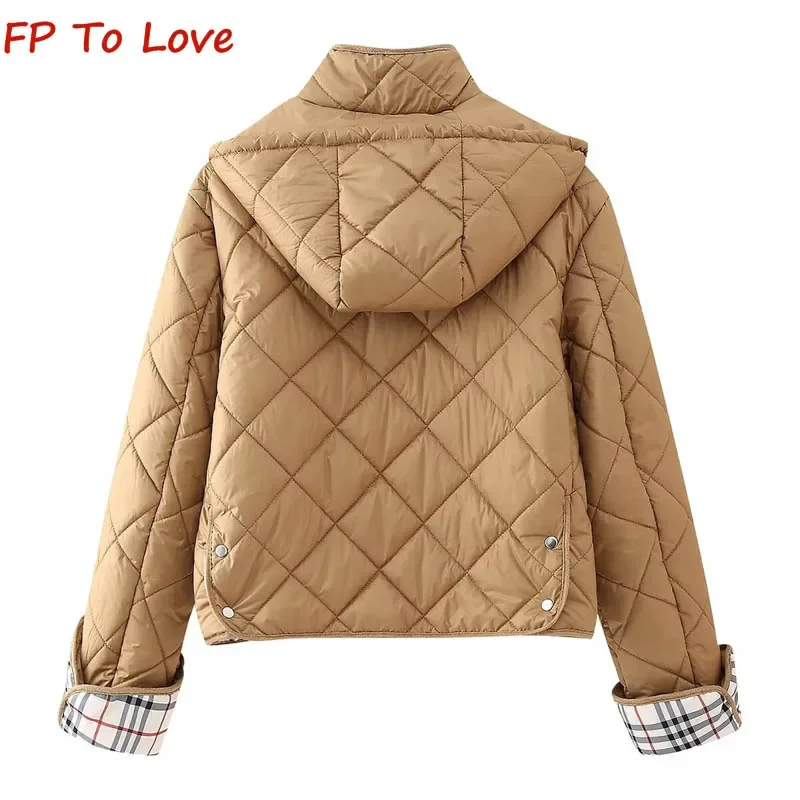 Ginger Quilted Vintage Lingerie Cotton Clothes Women's Winter Cotton Coat Commuter Hooded Loose Jacket