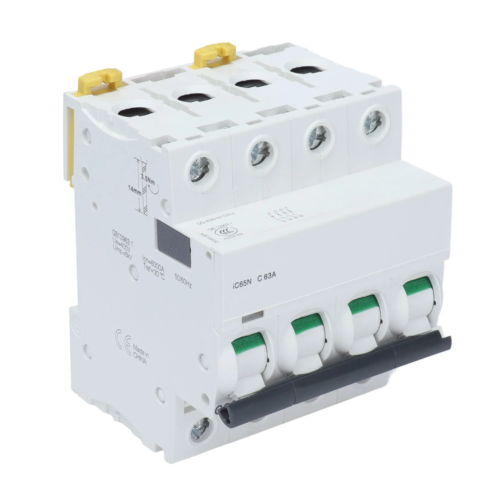 Circuit Breaker MCB 4P Low Voltage DIN Rail Mount AC 400V 63A for Home Equipment