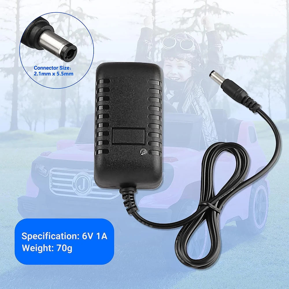 6V Charger for Ride on Toys, 6V Battery Charger for Kids Ride on Car, 6 Volt Charger for Power Wheels Electric Ride-Ons Accessor