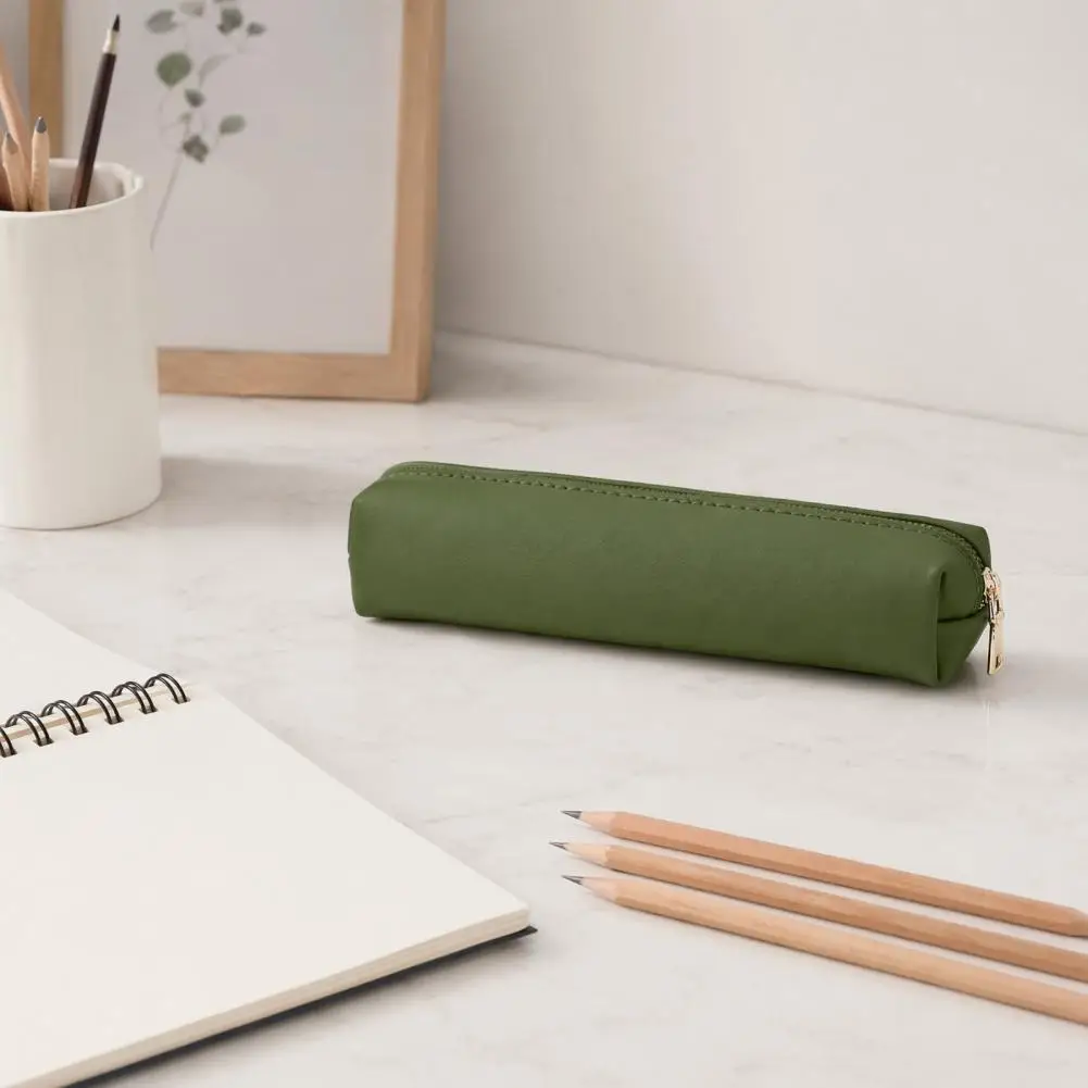 Anti-fouling Pen Holder Water-repellent Pencil Pouch Minimalist Pu Leather Pencil Case Multi-functional Stationery for School