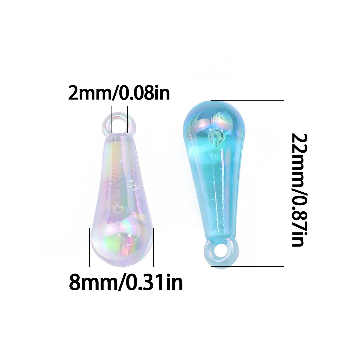 50/100pcs/lot 8x22mm AB Color Drop Shape Acrylic Bead Loose Spacer Beads for Jewelry Making DIY Bracelet Accessories Wholesale