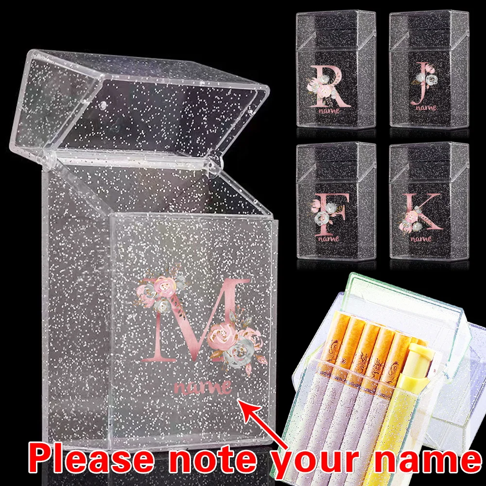 

Customized Name Transparent Cigarette Case Holder Tobacco Container Portable Outdoor Smoking Organizer Cigar Storage Box Cover