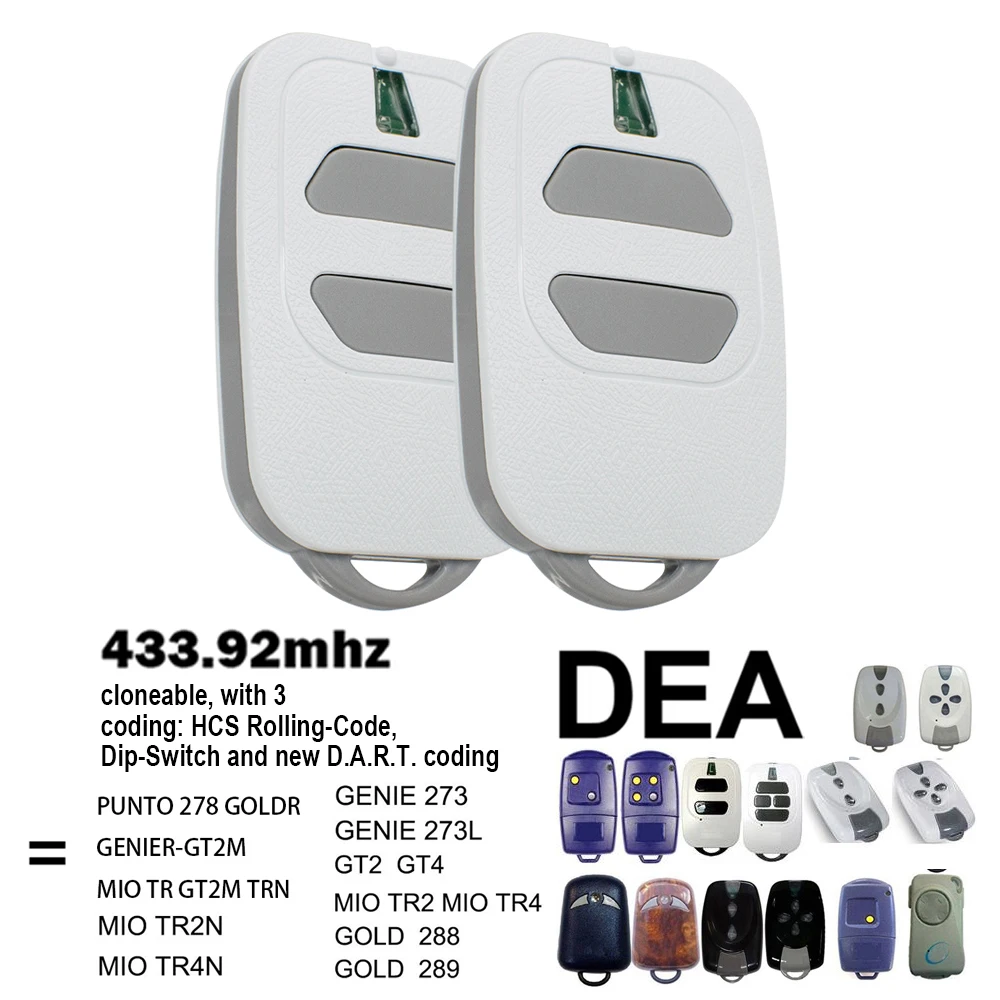 

2X DEA GTI2M GTI4M 433 МГц пульт дистанционного управления для GT2 GT4 GTI2N GTI4N MIO TR2 TR4 открыватель гаражных ворот командный подвижный код 433,92 МГц