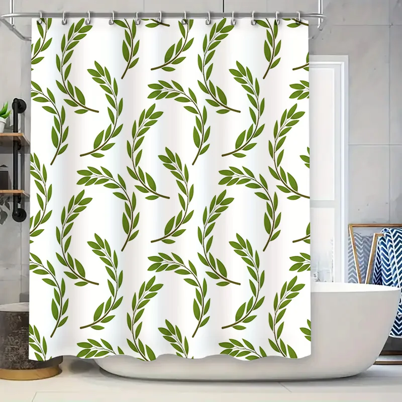 

Занавеска для душа с зеленым листом, декор для ванной комнаты, водонепроницаемый тканевый коврик для ванной, домашний декоративный набор душевых панелей на заказ для детей