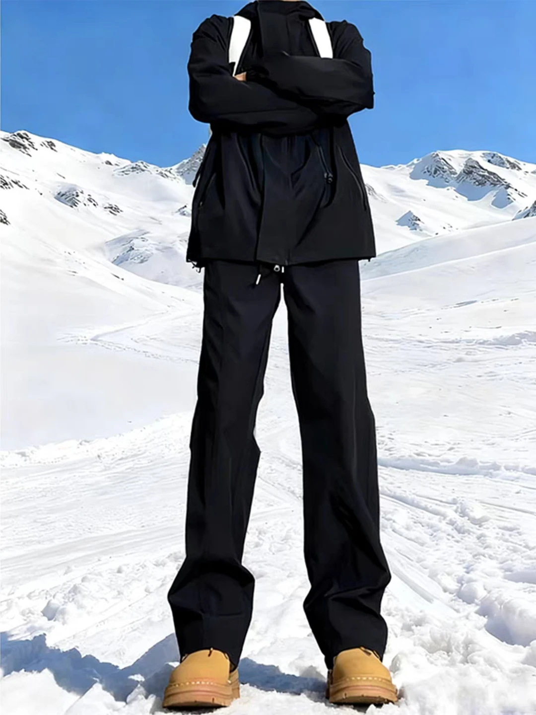 

American Sle Men's Fce Lined Soft ell Ski Pants Winter Waterproof Windproof Snowproof Cold Resistant Workwear Trousers