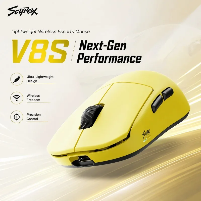 Scyrox V8S V8 Lightweight 36g Wireless Gaming Mouse 8K PAW NEXT ONE Tri Mode Ergonomic FPS Esports Mouse Peripherals