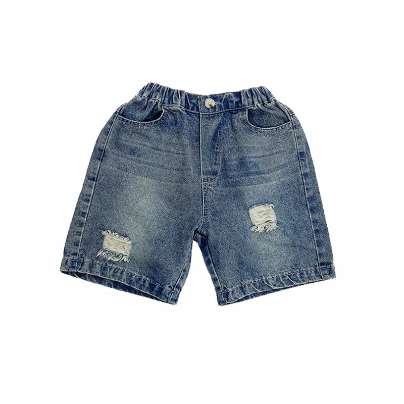 

Children's Ripped Jeans 2025 New Summer Korean Version Thin And Stylish Versatile Mid Length Pants For Boys And Girls