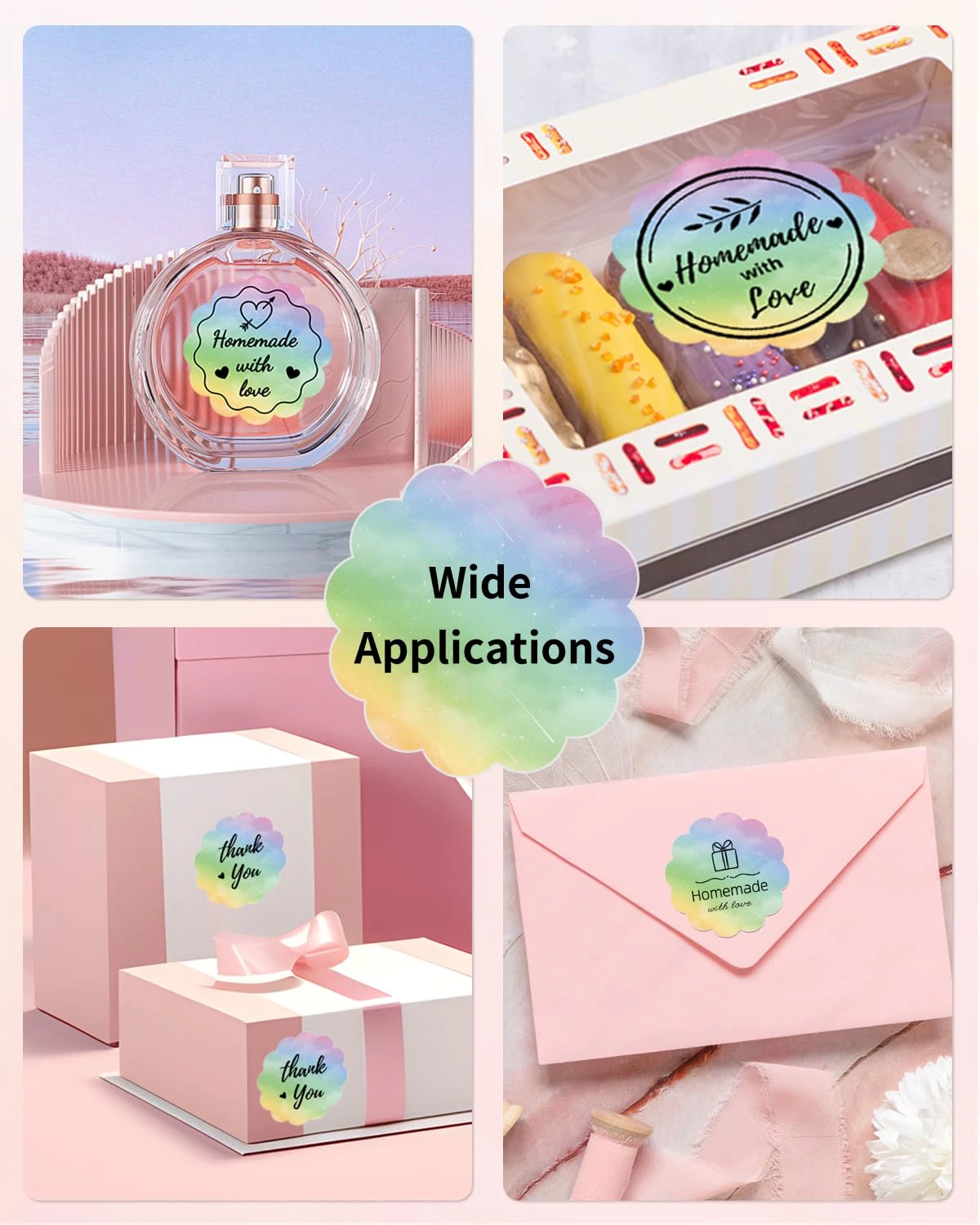 ملصقات دائرية لـ M110/M120/M200/M220، 1.96 بوصة × 1.96 بوصة (50 × 50 مم) ملصقات ألوان متدرجة مستديرة حرارية للرمز الشريطي/الشعار/الهدية/شكرًا