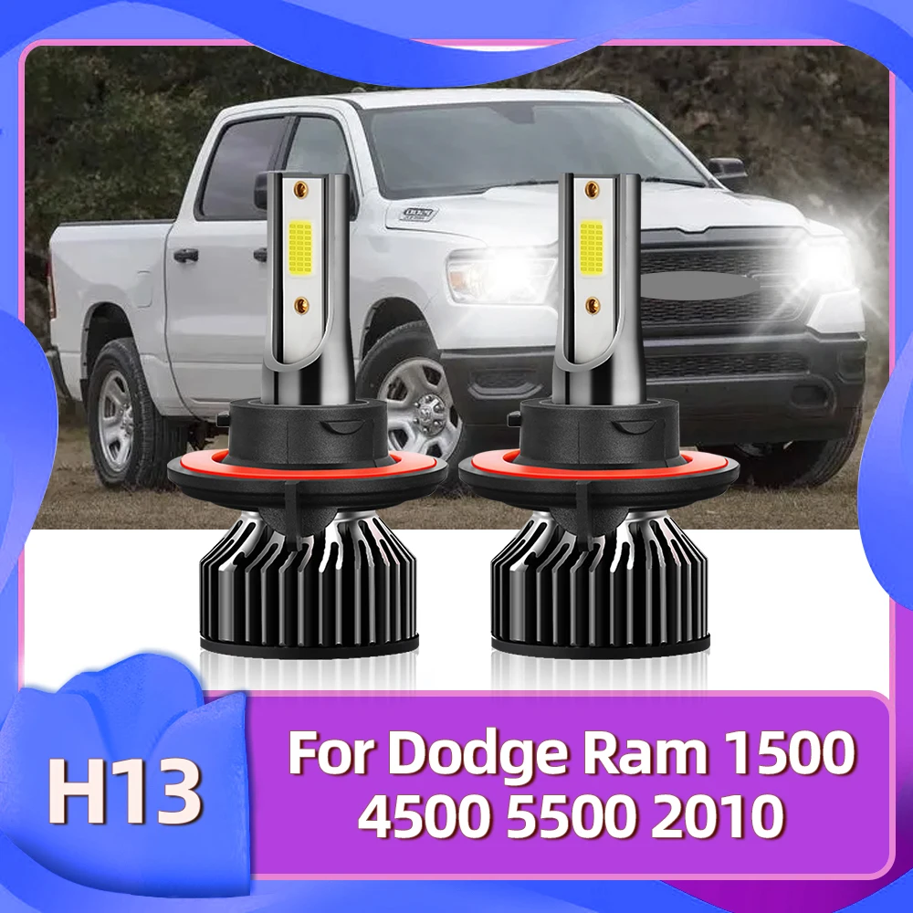 LSlight 2Pcs Car Headlight Bulbs LED 72W Headlamps Auto Luces H13/9008 Lamps 6000K 12V For Dodge Ram 1500 4500 5500 Year 2010